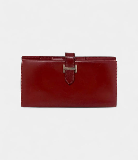 Hermès Béarn Wallet in Red Leather