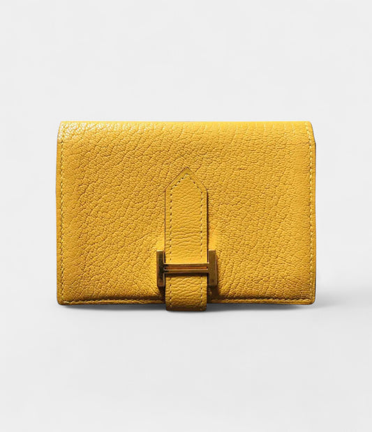 Hermès Béarn Wallet in Yellow Leather