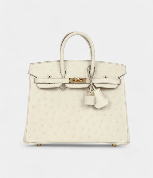 Hermès Birkin 25 Beton Ostrich Gold Hardware
