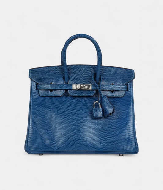 Hermès Birkin 25 Bleu Izmir Varanus Niloticus Lizard Palladium Hardware