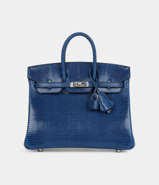 Hermès Birkin 25 Bleu Saphir Lizard Palladium Hardware