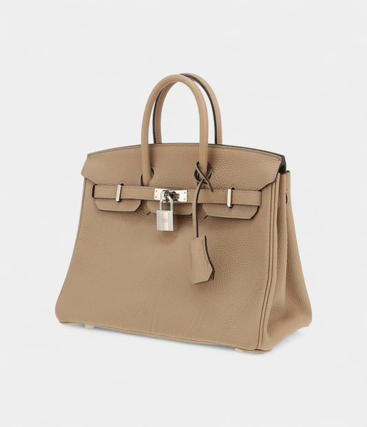 Hermès Birkin 25 Cm Handbag In Beige Marfa Togo Leather