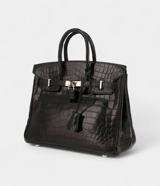 Hermès Birkin 25 Cm Handbag In Black Niloticus Crocodile