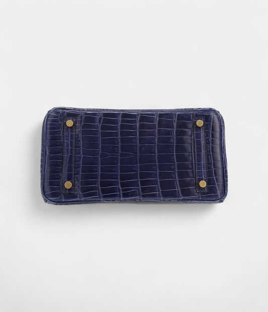 Hermès Birkin 25 Cm Handbag In Bleu Encre Porosus Crocodile
