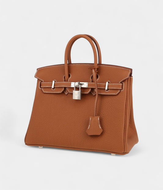 Hermès Birkin 25 Cm Handbag In Gold Togo Leather