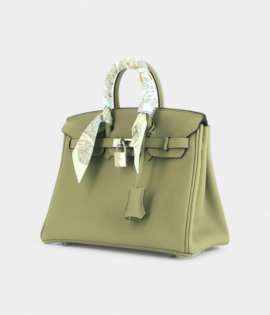 Hermes Birkin 25 Cm Handbag In Green Sauge Togo Leather
