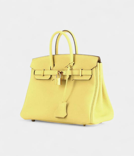 Hermes Birkin 25 Cm Handbag In Jaune Poussin Togo Leather