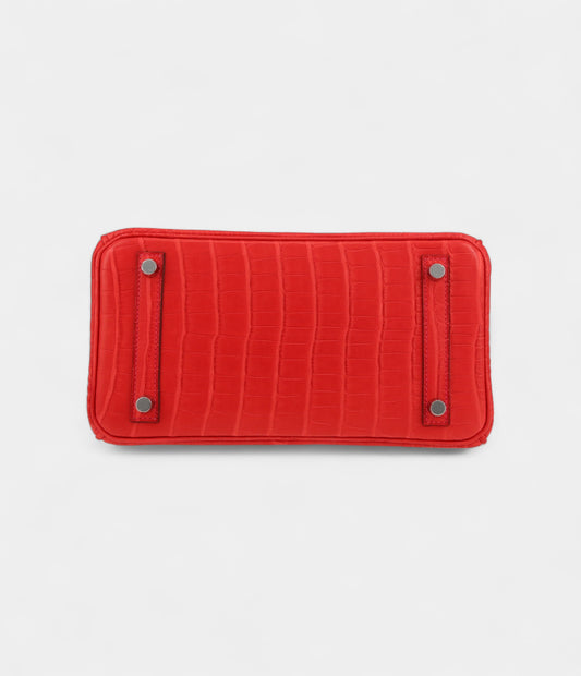 Hermès Birkin 25 Cm Handbag In Red Geranium Alligator
