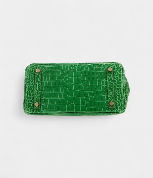 Hermès Birkin 25 Cm Handbag In Vert Cactus Porosus Crocodile