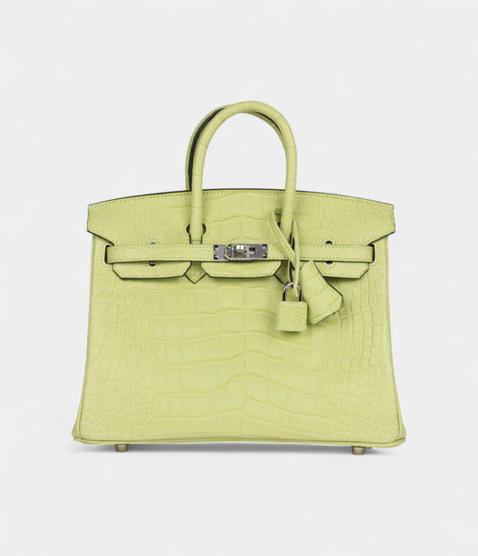 Hermès Birkin 25 Jaune Bourgeon Matte Alligator Palladium Hardware