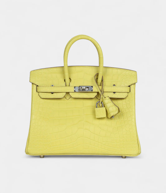 Hermès Birkin 25 Lime Matte Alligator Palladium Hardware