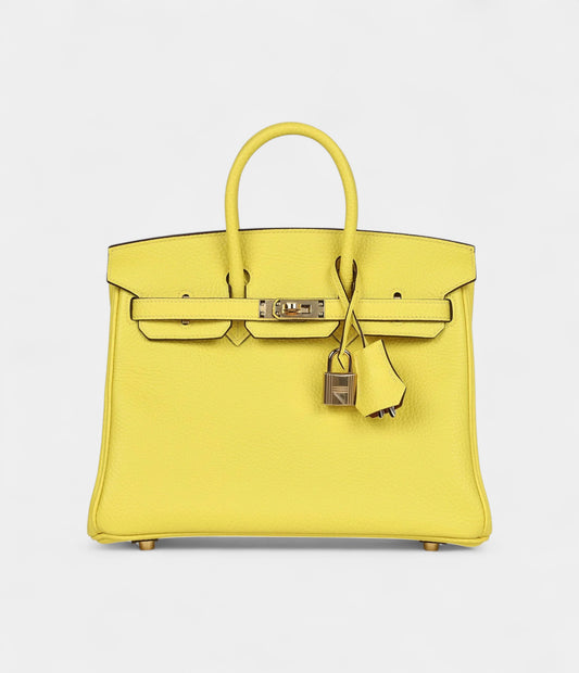 Hermès Birkin 25 Lime Verso Clemence Rose Gold Hardware