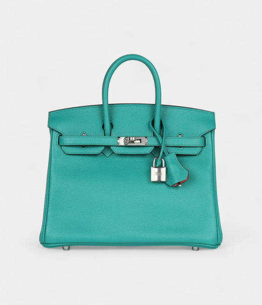 Hermès Birkin 25 Vert Verone Verso Novillo Palladium Hardware