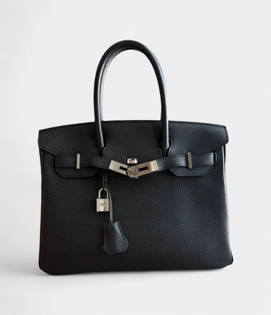 Hermès Birkin 30 Black Leather Handbag Iconic Style in Timeless Black Elegance