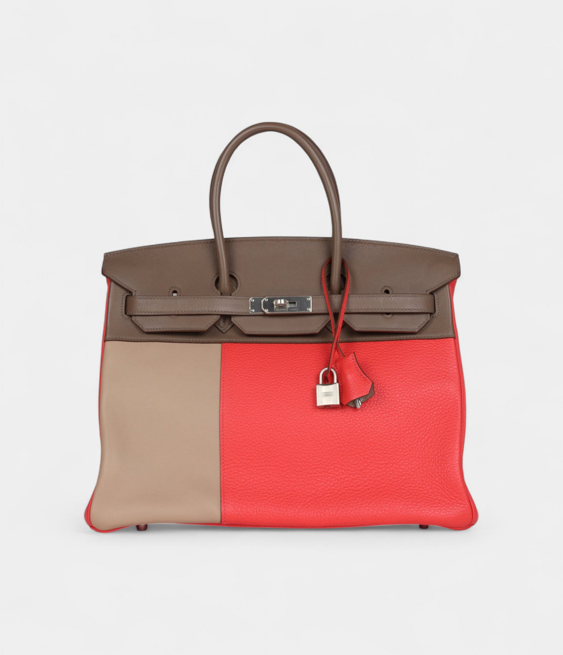 Hermès Birkin 30 Cascade Rose Jaipur, Etoupe and Argile Swift and Clemence Brushed Palladium Hardware