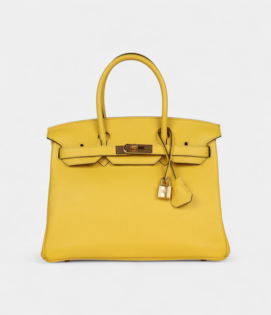 Hermès Birkin 30 Jaune de Naples Novillo Gold Hardware