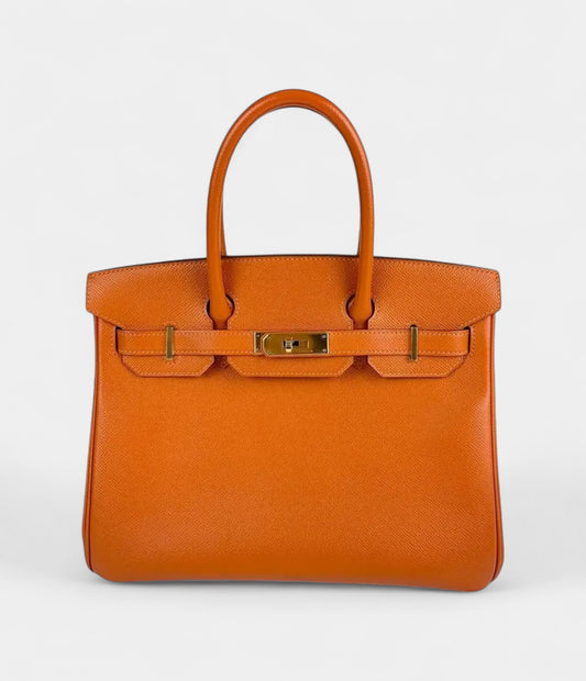 Hermès Birkin 30 Orange Leather Handbag A Bold Classic in Signature Color