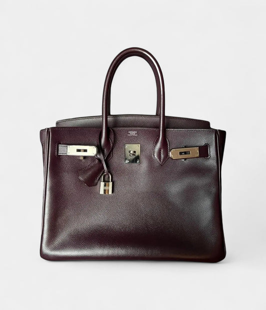 Hermès Birkin 30 Purple Leather Handbag A Timeless Icon of Luxury