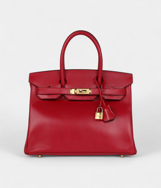 Hermès Birkin 30 Rouge Vif Tadelakt Gold Hardware
