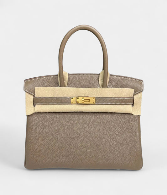 Hermes Birkin 30 in Etoupe, Togo leather with Gold Hardware