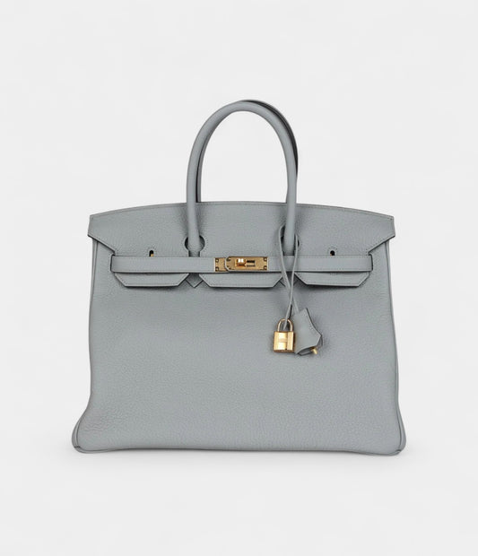 Hermès Birkin 35 Bleu Glacier Togo Gold Hardware