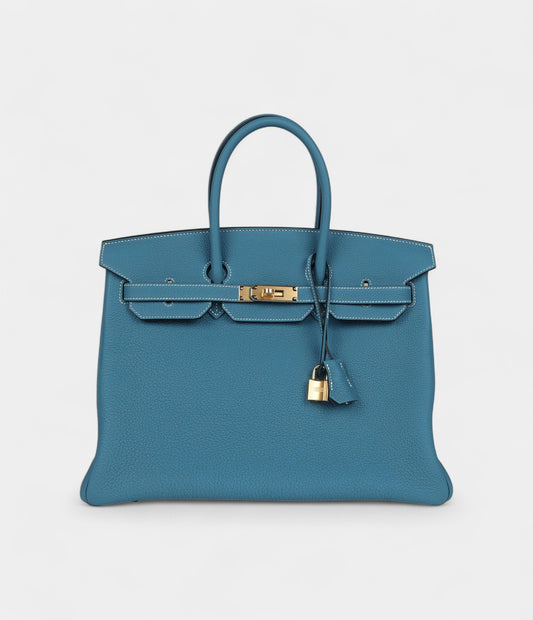 Hermès Birkin 35 Blue Jean Togo Gold Hardware