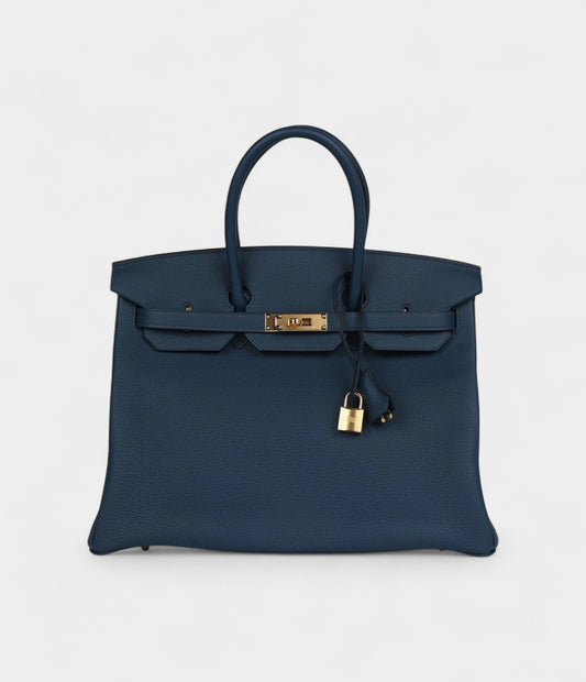 Hermès Birkin 35 Bleu De Prusse Togo Gold Hardware