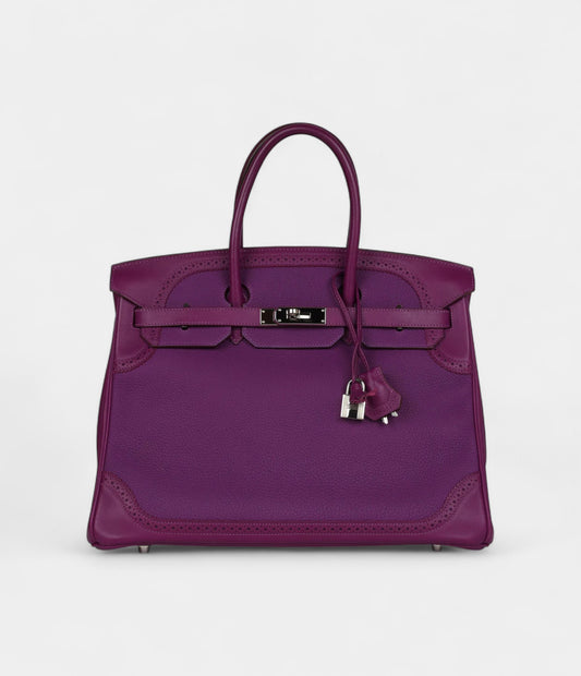 Hermès Birkin 35 Ghillies Anemone Togo and Swift Palladium Hardware