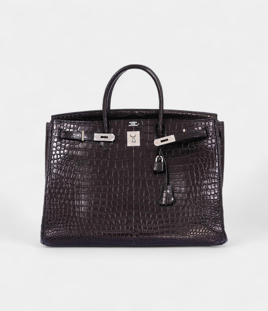 Hermès Birkin 40 Black Matte Crocodile Porosus Palladium Hardware