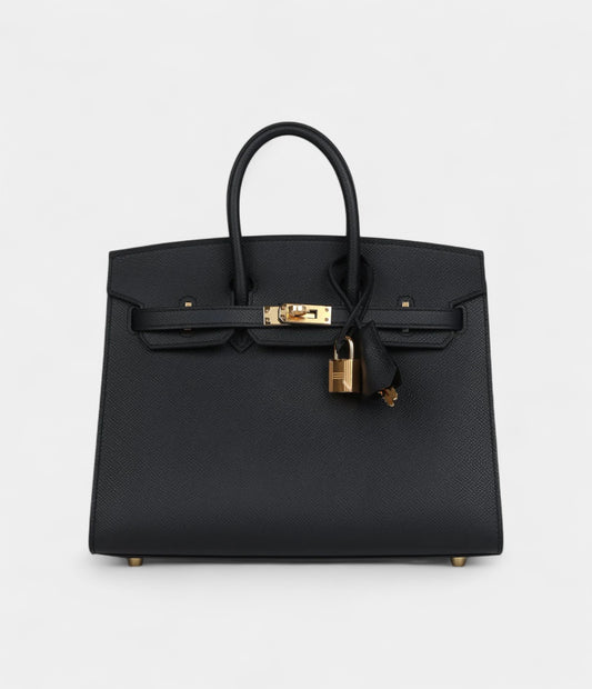Hermès Birkin Sellier 25 Black Epsom Gold Hardware