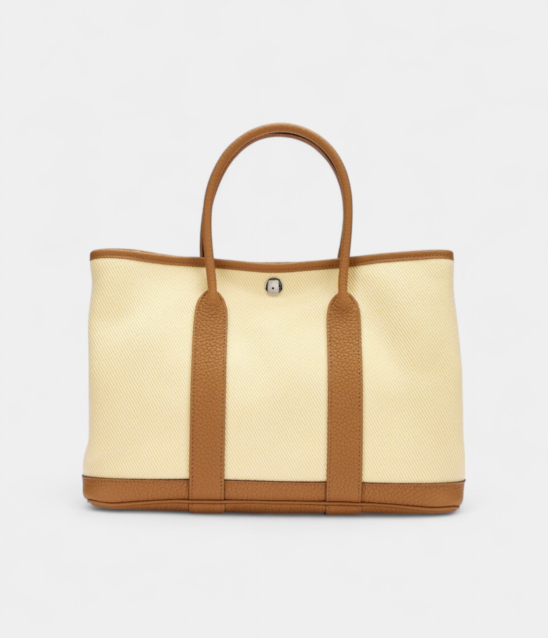 Hermès Biscuit Negonda and Écru Twill H Canvas Verso Garden Party 30 TPM Palladium Hardware