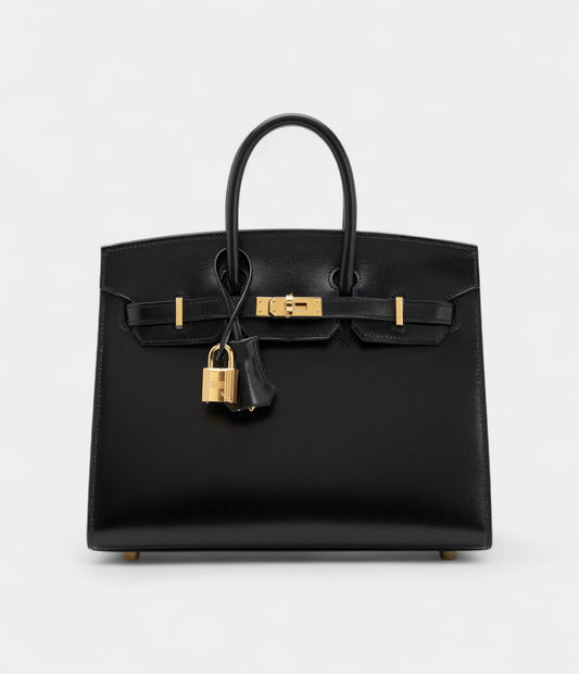 Hermès Black Box Calf Sellier Birkin 25 Gold Hardware