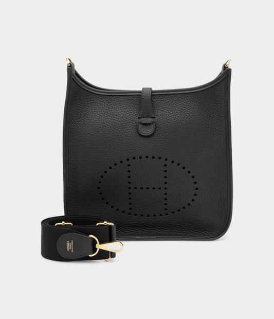 Hermès Black Clemence Evelyne III 29 Gold Hardware