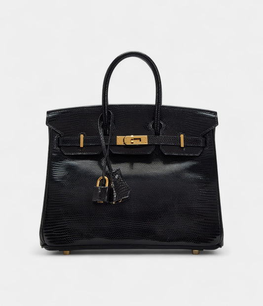 Hermès Black Niloticus Lizard Birkin 25 Gold Hardware