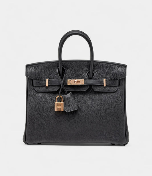 Hermès Black Togo Birkin 25 Rose Gold Hardware