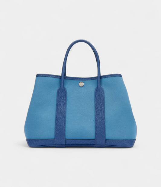 Hermès Bleu Brighton Negonda and Bleu Azur Toile Garden Party 30 TPM Palladium Hardware