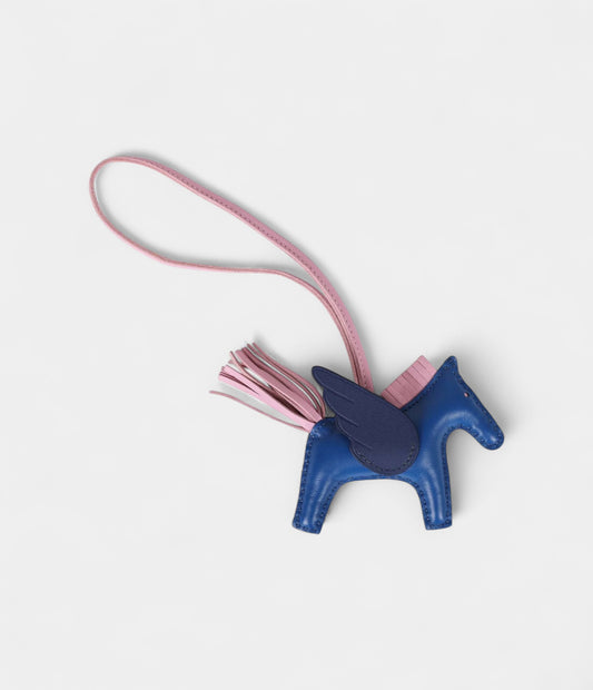 Hermès Bleu Saphir Marine Mauve Sylvester Pegasus Horse Rodeo Bag Charm PM