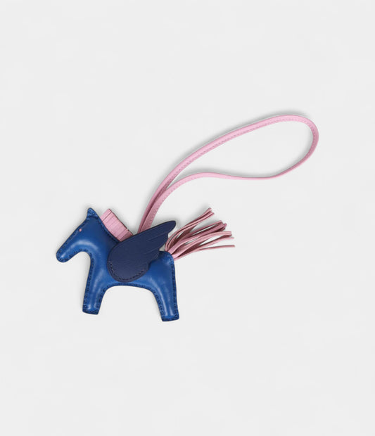 Hermès Bleu Saphir Marine Mauve Sylvester Pegasus Horse Rodeo Bag Charm PM