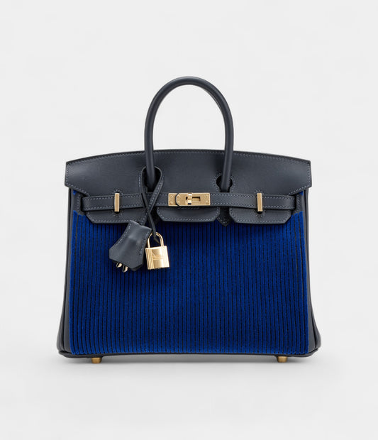 Hermès Bleu Saphir Tuffetage and Caban Swift Birkin 25 Gold Hardware