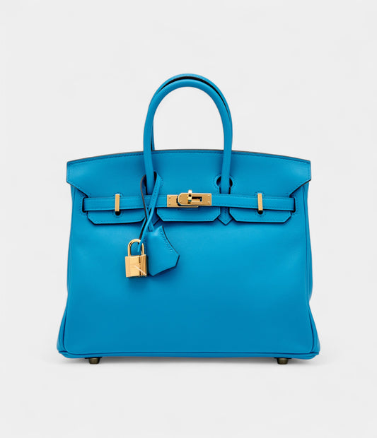 Hermès Bleu Zanzibar Swift Birkin 25 Gold Hardware