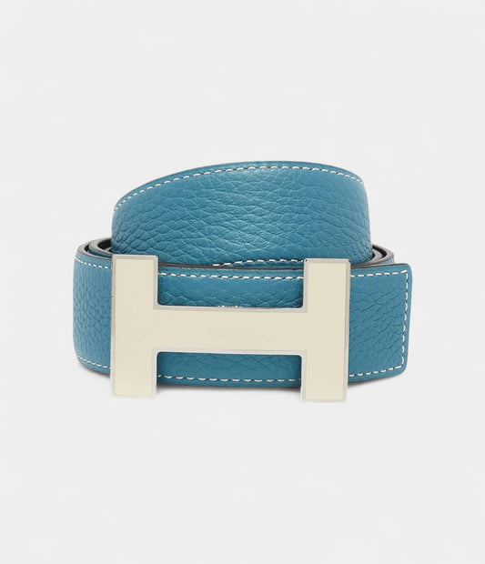Hermès Blue Leather Belt Cool Sophistication with Timeless Craftsmanship