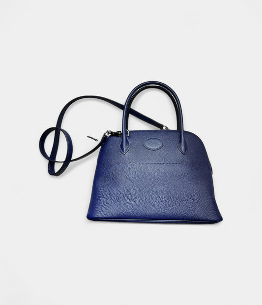 Hermès Bolide 1923 25 Bleu Saphir Epsom Leather with Palladium Hardware