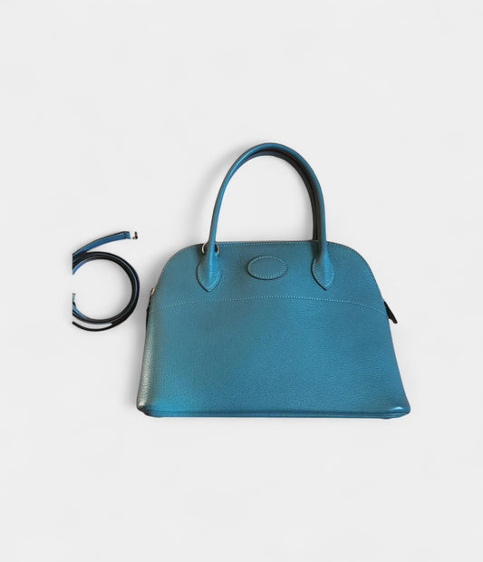 Hermès Bolide 27 Blue Leather Bag with Removable Strap