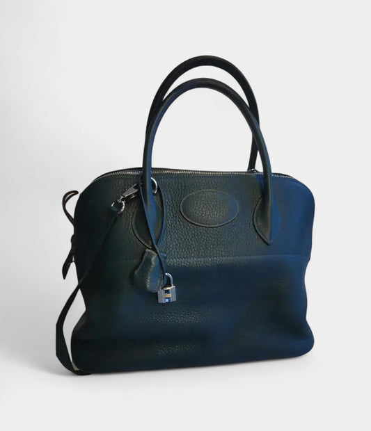 Hermès Bolide 31 Bag in Navy Blue Clemence Leather – Handmade Everyday Handbag
