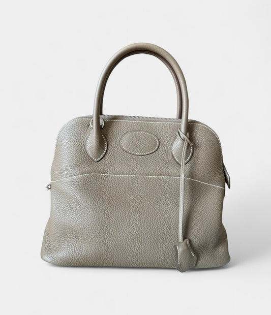 Hermès Bolide 31 Etoupe Clemence Leather with Palladium Hardware