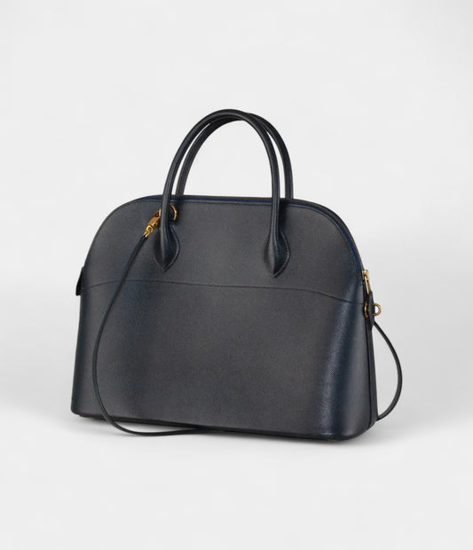 Hermès Bolide 31 Navy Epsom Leather with Gold Hardware