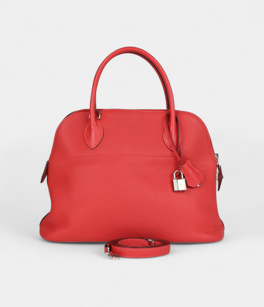Hermès Bolide 31 Rouge Pivoine Clemence Palladium Hardware