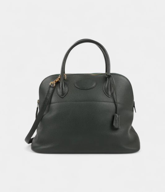 Hermès Bolide 35 Bag in Dark Green Clemence Leather – Handmade Luxury Handbag