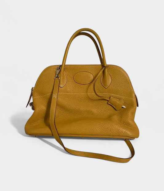 Hermès Bolide 35 Bag in Mustard Clemence Leather – Handmade Shoulder Handbag