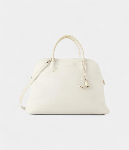 Hermès Bolide 45 Bag in White Leather – Handmade Travel Handbag